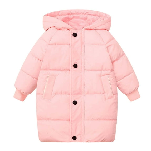 lnmuld Kids Down Jacket Girls Long Down Coat Warm Winter Jacket with Insulation for Cold Weather Outdoor Activities Solid Color Size:4-5 Years