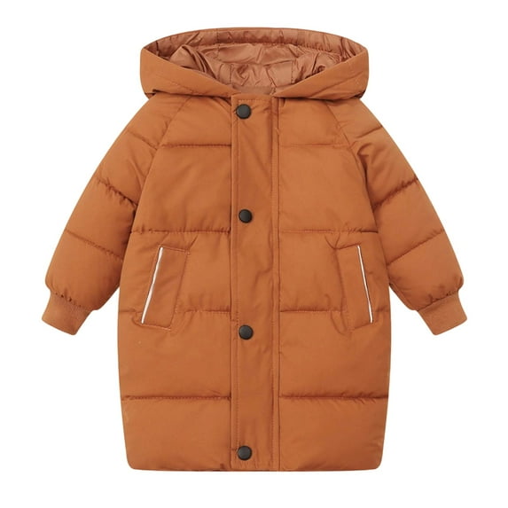 lnmuld Kids Down Jacket Girls Long Down Coat Warm Winter Jacket with Insulation for Cold Weather Outdoor Activities Solid Color Size:6-7 Years