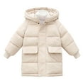 thumbnail image 1 of lnmuld Kids Down Jacket Girls Long Down Coat Winter Warm Insulated Mid Length Jacket with Hood for Toddlers and Kids Solid Color Size:7-8 Years, 1 of 3