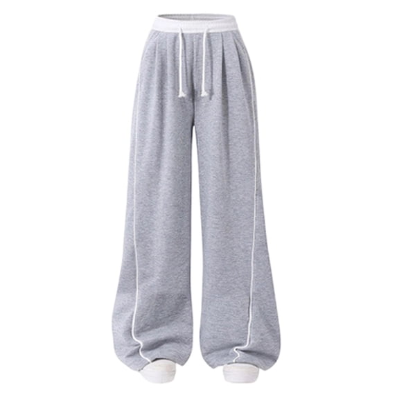 lnmuld Kids Drawstring Wide Leg Sweatpants with Side Striped Detail Grey,11-12 Years