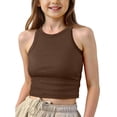 thumbnail image 1 of lnmuld Kids Girls Ribbed Sleeveless Crop Top Summer Casual Basic Wear Size:13-16 Years, 1 of 4