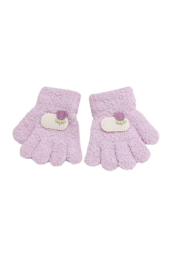 Kids Gloves Floral Bear Design Kids Winter Thermal Insulated Five Finger Gloves for Toddler Boys Girls Cold Weather Size:1-3 Years