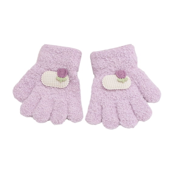 lnmuld Kids Winter Gloves for Boys Girls Floral Bear Pattern Winter Thermal Insulated Five Finger Gloves for Toddler Cold Weather Size:1-3 Years