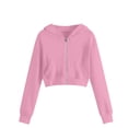 thumbnail image 1 of lnmuld Kids Hoodies Solid Color Fashionable Girls' Hooded Zip Up Long Sleeve Sweatshirt with Drawstring for Active Wear Size:9-10 Years, 1 of 9