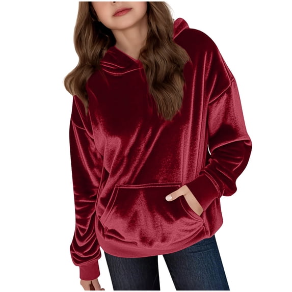 lnmuld Kids Hoodies Solid Color Girl's Hoodie Long Sleeve Soft Sweatshirt Graphic Hoody Kids Cute Pullovers Top Clothes for Girls and Boys Size:10-11 Years