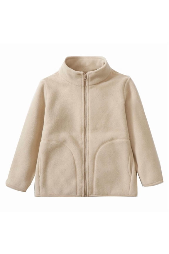 Kids Jacket Childrens Jacket Stand Collar Zipper Shirt for Autumn Winter School Wear Boys Girls Top Warm Outerwear Solid Color Size:15-16Years