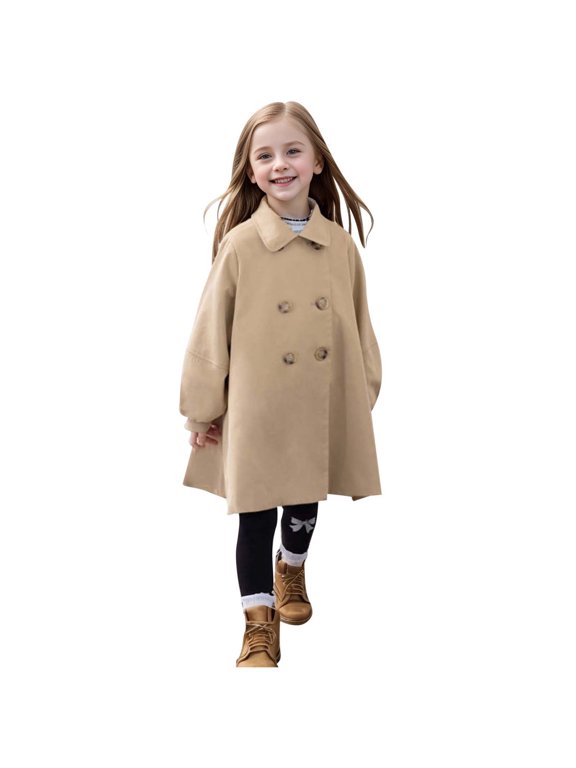 Kids Jacket Classic Toddler Girls Peacoat with Hooded Toggle Dress Style Trench Outwear Jacket for Children Solid Color Size:18-24 Months