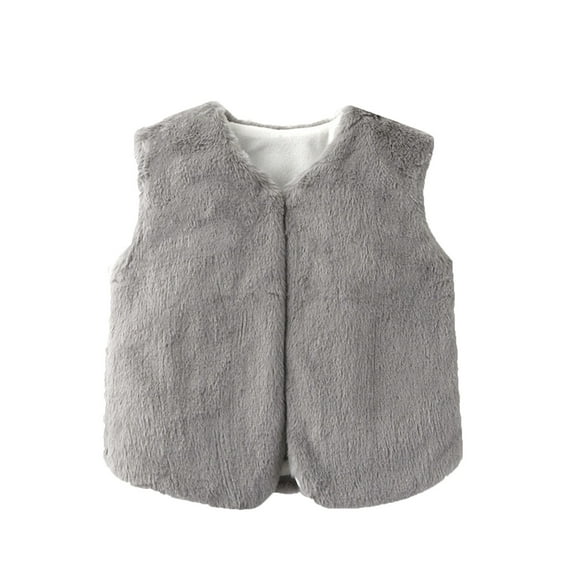 lnmuld Kids Jacket Girls Warm Vest Outerwear Long Pile Sleeveless Jacket for Toddler Kids Fall and Winter Fashion Coats Solid Color Size:3-4 Years
