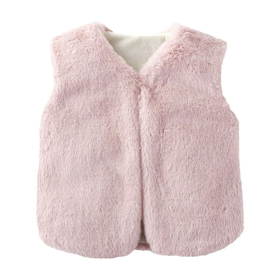 lnmuld Kids Jacket Girls Warm Vest Outerwear Long Pile Sleeveless Jacket for Toddler Kids Fall and Winter Fashion Coats Solid Color Size:6-12 Months