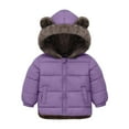 thumbnail image 1 of lnmuld Kids Jacket Reversible Girls Hooded Jacket with Bear Ears Winter Warm Thickened Padded Coat Long Sleeve Outwear for Cold Weather Solid Color Size:3-4 Years, 1 of 6