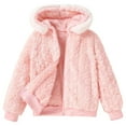 thumbnail image 1 of lnmuld Kids Jacket Winter Girls Hooded Jacket with Jacquard Pattern Cozy Lined Outerwear for Cold Weather Solid Color Size:6-7 Years, 1 of 9