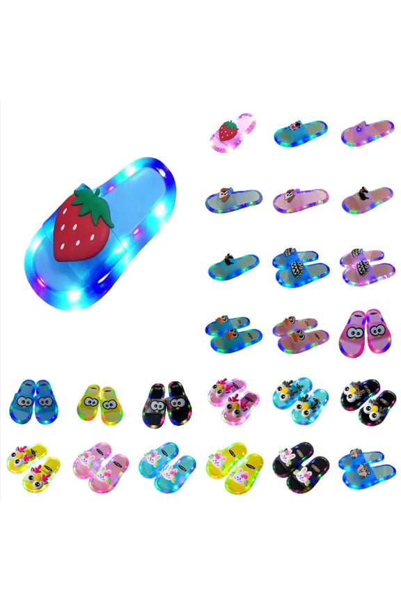 Kids Light Up Slides Unisex LED Cartoon Sandals Non Summer Slippers for Boys Girls Size:8-9 Years