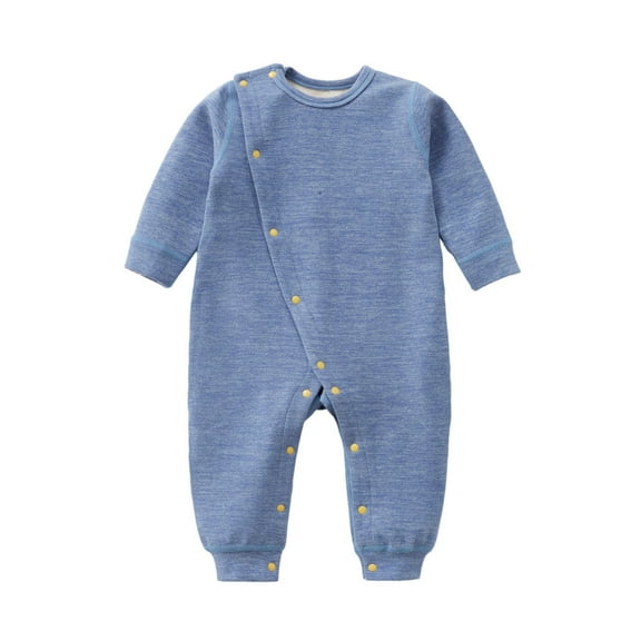 lnmuld Kids One-piece Solid Color Boys Romper Jumpsuit Baby Thermal Pajamas Bodysuit for Cool Weather Outwear Size:1-2 Years