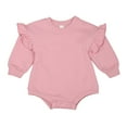 thumbnail image 1 of lnmuld Kids One-piece Solid Color Girls Long Sleeve Romper Jumpsuit with Crewneck Sweatshirt and Oversized Ruffle Detail Cozy Fall Bodysuit Outfit Size:3-6 Months, 1 of 7