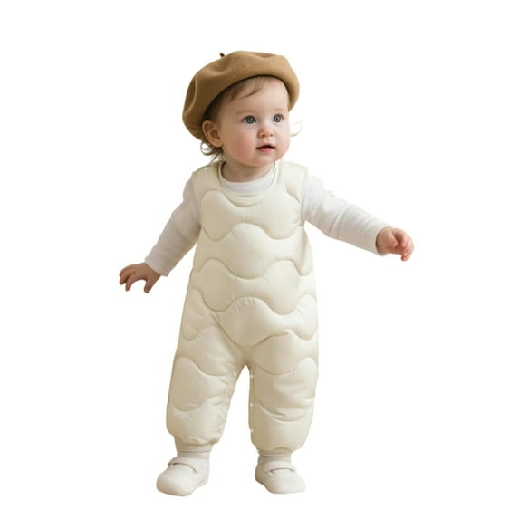 lnmuld Kids One-piece Solid Color Insulated Winter Jumpsuit for Boys with Detachable Straps All Weather Outdoor Play and Daily Activities Comfortable Romper Size:6-9 Months
