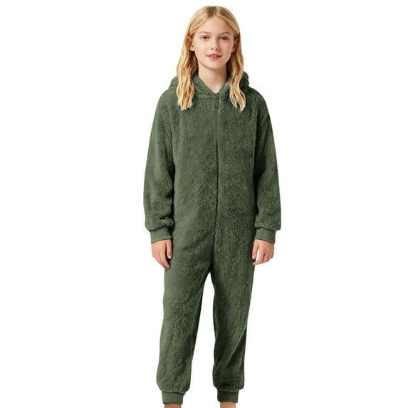 lnmuld Kids One-piece Solid Color Soft Full Body Romper Jumpsuit for Toddler Boys Girls Winter Thermal Wear with Sole Design Size:1-2 Years