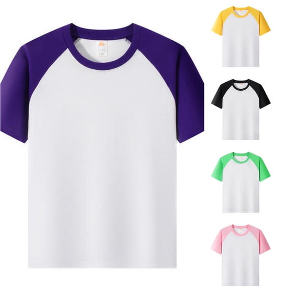 lnmuld Kids Raglan Short Sleeve Crew Neck T Shirt Color Block Casual Basic Tee for Boys and Girls Size:3-4 Years