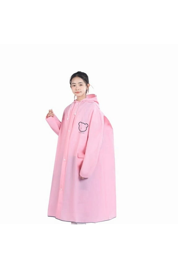 Kids Raincoat Hooded Reusable Lightweight Outerwear for Teenagers All Weather School Walking Rain Gear Size:14-16 Years