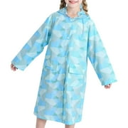 LNMULD Kids Raincoat with Hood and Pockets Lightweight Reusable Outerwear for Toddler Kids Rainwear School Walking Rain Gear Size:7-10 Years