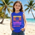 thumbnail image 1 of lnmuld Kids Retro Sunset Palm Tree "Summer" Graphic Sleeveless Tank Top Color:Blue,Size:9-10 Years, 1 of 5
