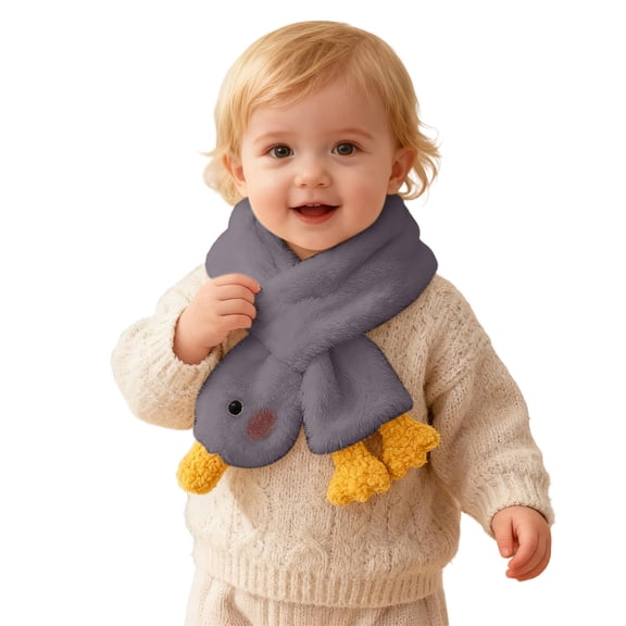 lnmuld Kids Scarf Winter Featuring Playful Goose Illustration Soft Thickened Neck Warmer for Childrens Cold Weather Size:2-8 Years