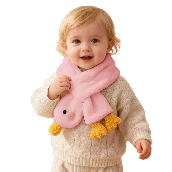 lnmuld Kids Scarf Winter Featuring Playful Goose Illustration Soft Thickened Neck Warmer for Childrens Cold Weather Size:2-8 Years