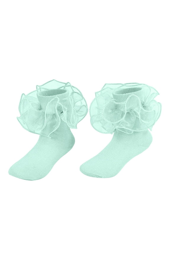 Kids Socks Elegant Lace Trim Combed Edge Ankle Socks for Girls Student Dance Wear and Daily School Outfits with Comfortable Fit Size:Over 10 years old