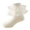 thumbnail image 1 of lnmuld Kids Socks Toddler Girls Lace Socks with Ripple and Ruffle Trim Non- Floor Grip Socks for Babies Size:4-6 Years, 1 of 2