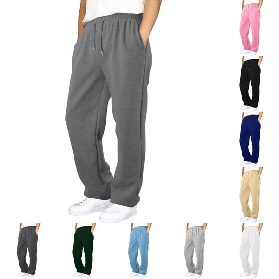 lnmuld Kids Solid Winter Straight Sweatpants Boys Drawstring Elastic Waist Loose Casual Trousers for School Leisure Outfits Grey,9-10 Years