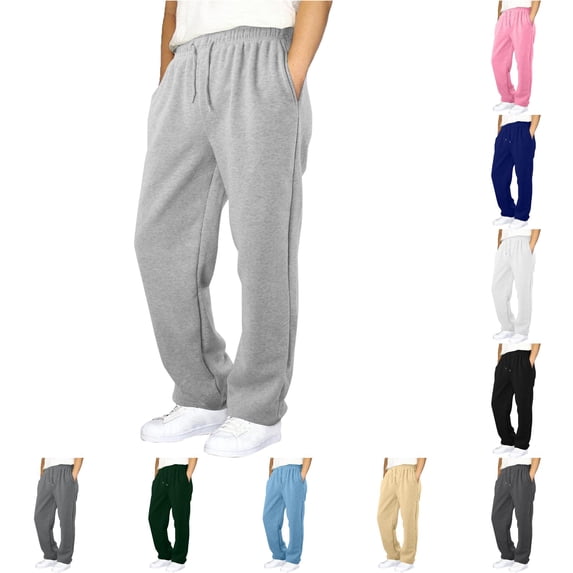 lnmuld Kids Solid Winter Straight Sweatpants Boys Drawstring Elastic Waist Loose Casual Trousers for School Leisure Outfits Light Gray,11-12 Years