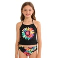 thumbnail image 1 of lnmuld Kids Swimsuits 2 Piece Tankini Bikini Set Cute Animal Floral Print Summer Swimwear Top and Bottom Outfit for Beach Pool Color:Multicolour,Size:7-8 Years, 1 of 7