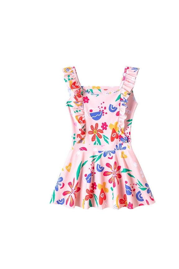 Kids Swimsuits Adorable Cartoon Print Toddler Girls Sleeveless Swimsuit for Beach and Pool Size:2-3 Years