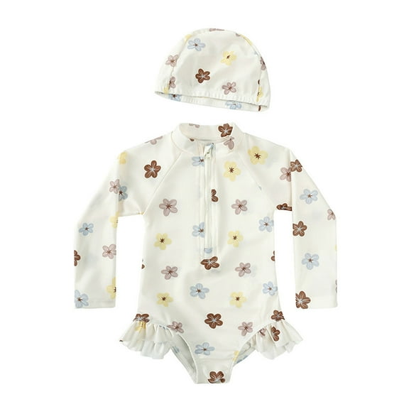 lnmuld Kids Swimsuits Adorable Long Sleeve Girls Swimwear for Summer Beach and Pool Days Family Bathing Suit Size:3-4 Years