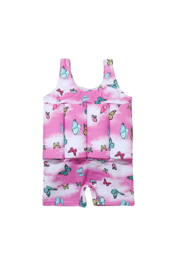 Kids Swimsuits Girls Buoyancy Swimwear Flotation Suit with Adjustable Support for Toddler Water and Pool Size:100