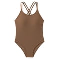 thumbnail image 1 of lnmuld Girls Long Sleeve Rash Guard Swimsuit with Skirt Sun Protective UPF 50+ Bathing Suit for Beach Pool Color:Coffee,Size:9-10 Years, 1 of 7