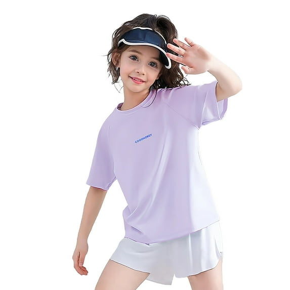 lnmuld Kids UPF 50+ Rash Guard Short Sleeve Swim Shirt Sun Protective for Boys Girls Youth for Fishing Surf Beach Water Activities Size:3-4 Years
