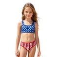 thumbnail image 1 of lnmuld Girls 2 Piece Flag Bikini Swimsuit, Stars & Stripes Bathing Suit Color:Blue,Size:13-14 Years, 1 of 9