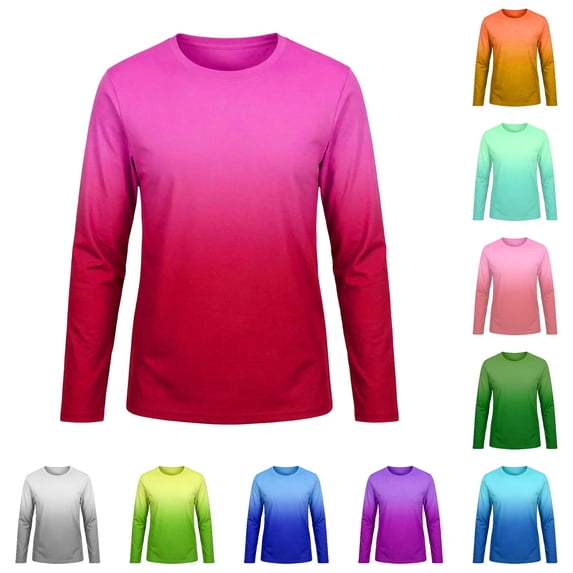 lnmuld Kids UPF50+ Sun Protection Ombre Gradient Long Sleeve Rash Guard Swim Shirt for Boys Girls Hot Pink,13-14 Years