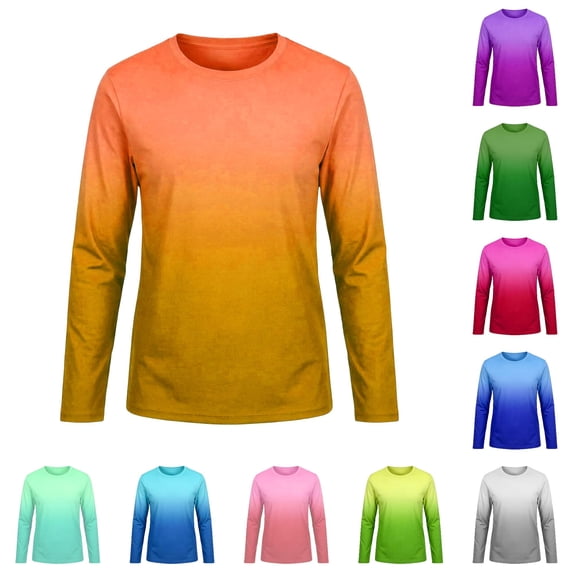 lnmuld Kids UPF50+ Sun Protection Ombre Gradient Long Sleeve Rash Guard Swim Shirt for Boys Girls Orange,11-12 Years