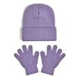 thumbnail image 1 of lnmuld Kids Winter Hat Solid Color Soft Lined Winter Hat and Mittens Set for Toddler Boys Girls Youth Cold Weather Size:2-8 Years, 1 of 5