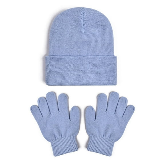 lnmuld Kids Winter Hat Solid Color Soft Lined Winter Hat and Mittens Set for Toddler Boys Girls Youth Cold Weather Size:2-8 Years
