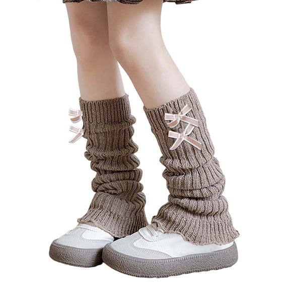 lnmuld Leg Warmers for Girls Elegant Lace Top Bowknot Soft Knitted Style Cozy Ankle Socks Toddlers Kids Size:One Size