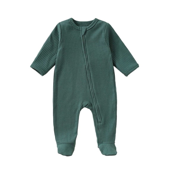 lnmuld Long Sleeve Romper Soft Jumpsuit Long Sleeve Two-Way Zipper Baby Romper Footed Pajamas for Boys Girls Winter Sleepwear Size:12-18 Months