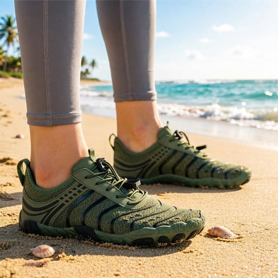 lnmuld Men Women Barefoot Shoes, Breathable Mesh Shoes for Water Yoga Fitness Hiking Color:Army Green,Size:8.5