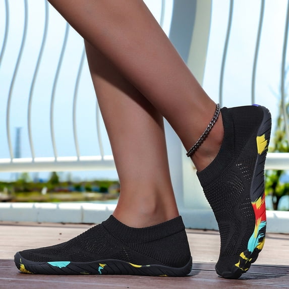 lnmuld Men Women Barefoot Shoes Breathable Mesh Shoes for Water Yoga Fitness Hiking Color:Black,Size:6.5