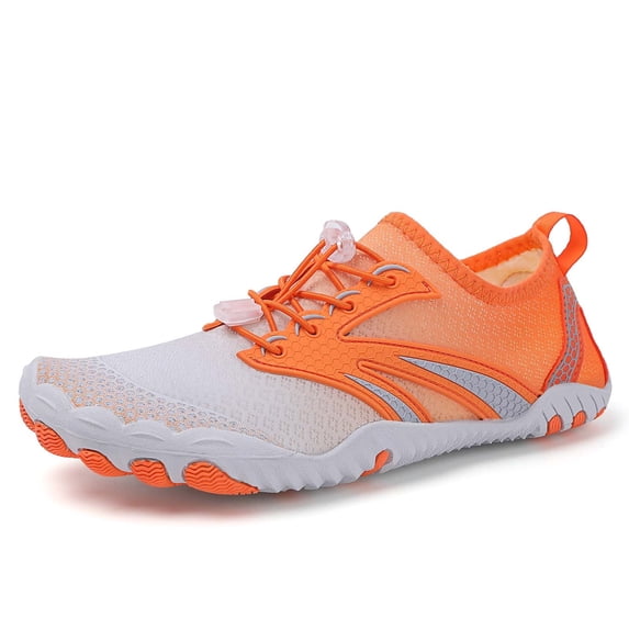 lnmuld Men Women Barefoot Shoes, Breathable Mesh Shoes for Water Yoga Fitness Hiking Color:Orange,Size:5.5