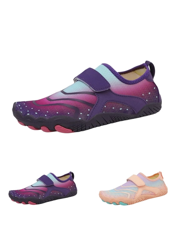Men Women Barefoot Shoes, Breathable Mesh Strap-On Shoes for Water Yoga Fitness Color:Purple,Size:8.5