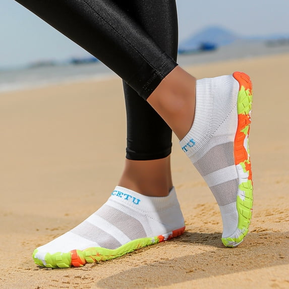 lnmuld Men Women Five Toe Water Shoes Knit Barefoot Socks for Swim Beach Yoga Cycling Color:White,Size:41