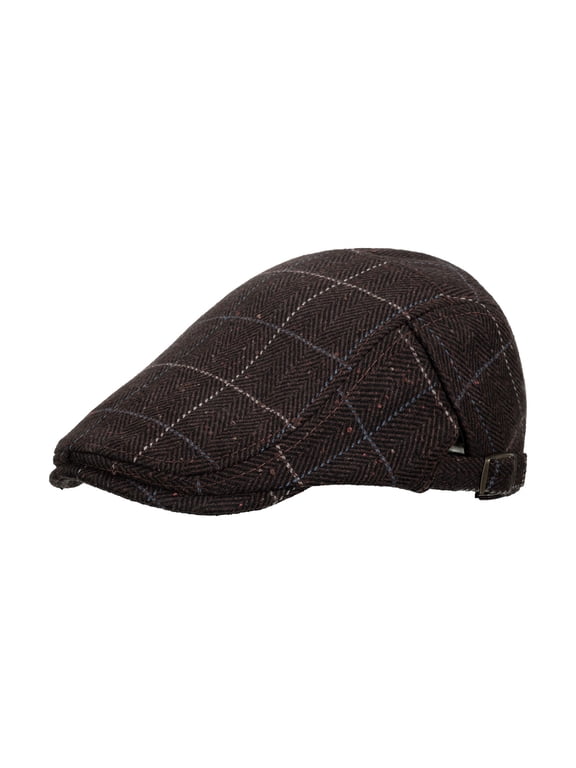 lnmuld Plaid Tweed Flat Cap Adjustable Vintage Newsboy Ivy Hat Size:One Size