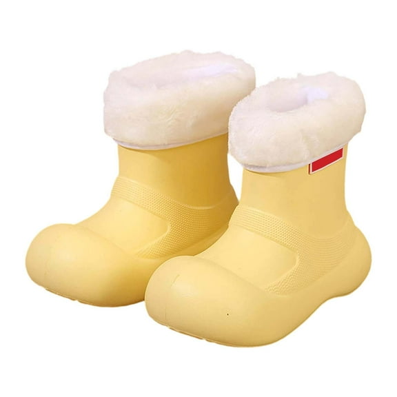 lnmuld Rain Boots Kids Girls Winter Rain Boots Lined Rubber Footwear Cozy Comfortable Toddler Outdoor Play Shoes for All Day Wear Size:13.5